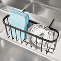 SWTYMIKI Sponge Holder for Kitchen Sink with Partition, Movable Kitchen Sink Caddy with Compact Size Stainless Steel Hanging Sink Sponge Caddy for Double Bowl Sinks, Black by SwtyMiki-TidyHomeSweetLife