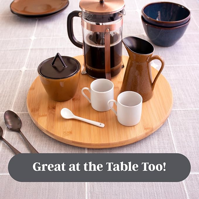 TB Home 14 Inch Bamboo Lazy Susan Turntable for Kitchen & Table Top | Keep spices, sauces, condiments, and seasonings within reach. Sized for kitchen cabinets, pantries, counters, and table tops. - Image 4