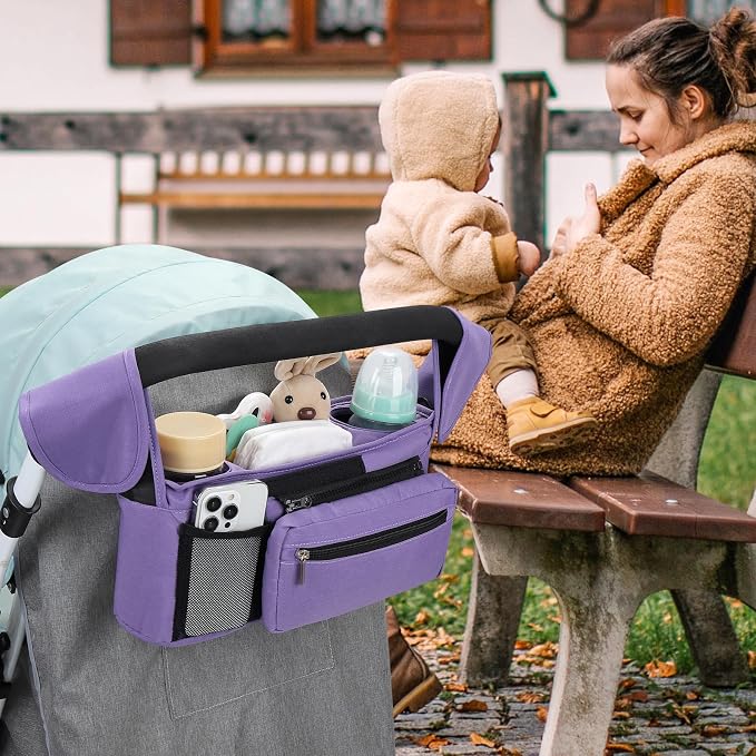 Accmor Universal Stroller Organizer with Insulated Cup Holder Detachable Phone Bag and Shoulder Strap,Stroller Bag Caddy Organizer for Uppababy, Baby Jogger, Britax Strollers - Image 6