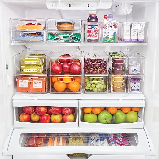 iDesign Stackable Plastic Handle Bin Storage Organizers, 18 Pack, Clear | For Kitchen, Fridge, Pantry, Home, Assortment Set - Image 3