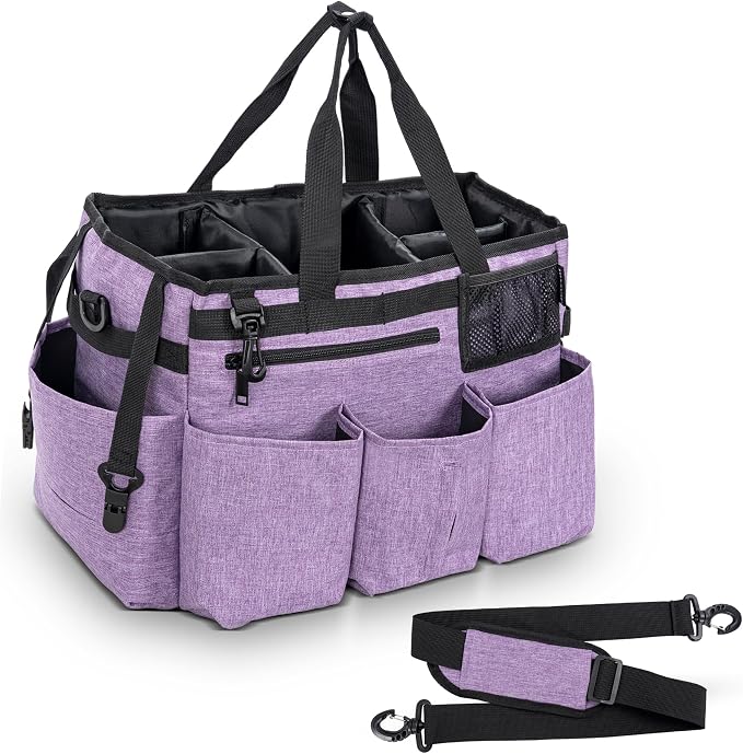IBVIVIC Wearable Cleaning Caddy Bag for Cleaning Supplies, Purple | Cleaning Organizer Tote Bag with Handle & Shoulder Straps Kitchen Cleaning Supplies Storage Bag for Cleaners & Housekeepers - Image 8
