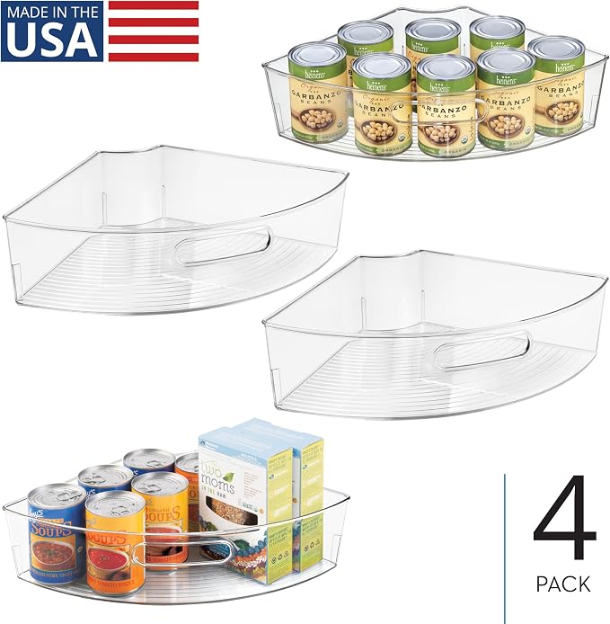iDesign Clear Plastic 1/4 Wedge Bin, 4-Pack | Corner Lazy Susan Cabinet, Kitchen Cabinet Organizer - Image 2