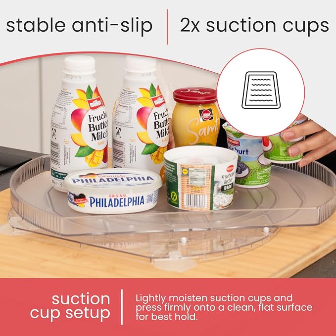 Lazy Susan for Refrigerator - 360° Turntable Refrigerator Organizer and Storage Tray for Fridge, Cabinet & Pantry - Rectangle Lazy Susan (16.5"x11.5"x1.5") - Image 4