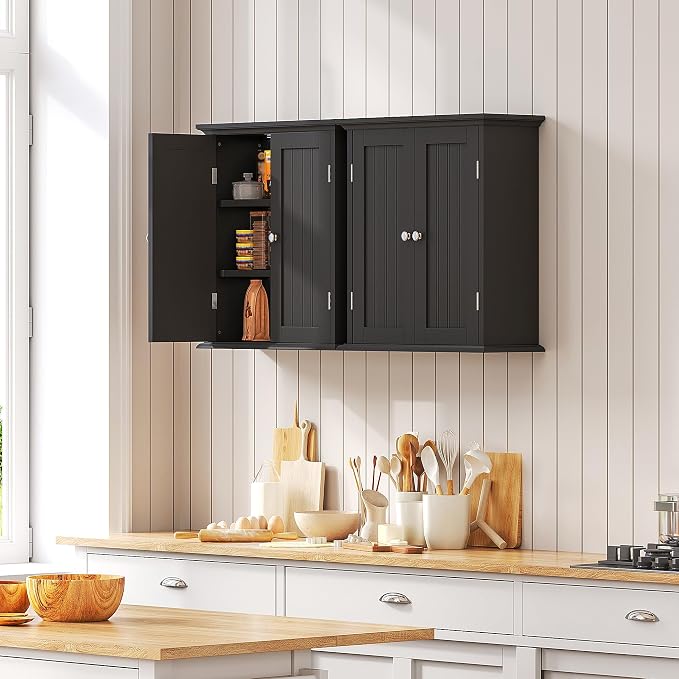 ChooChoo Bathroom Wall Cabinet with 2 Doors, Over The Toilet | 8.8"D x 21.1"W x 24"H, Medicine Cabinet, Adjustable Shelves, Cupboard, Black - Image 6