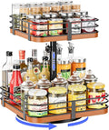 12 Inch Square Lazy Susan Organizer, 2 Tier Adjustable Wood Rack | Removable Divider Rack, 360° Rotating, Adjustable Height, For Pantry, Cabinet, Bathroom & Dining Table by Unknown