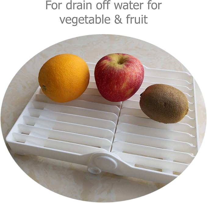 EIKS Foldable Drying Rack for Vegetable Fruit and Tableware | Kitchen Sink Organizer, Perfect for Storage and Draining Dinnerware and Glassware - Image 7