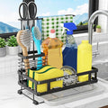 Kitchen Sink Organizer with Brush Rack - Sink Caddy with Drain-Pan | Stainless Steel Sponge Holder for Kitchen Sink with Towel Rack, Organizer for Dish Soap Dispenser, 10.5"L × 5.9"W × 10.5"H by Godboat