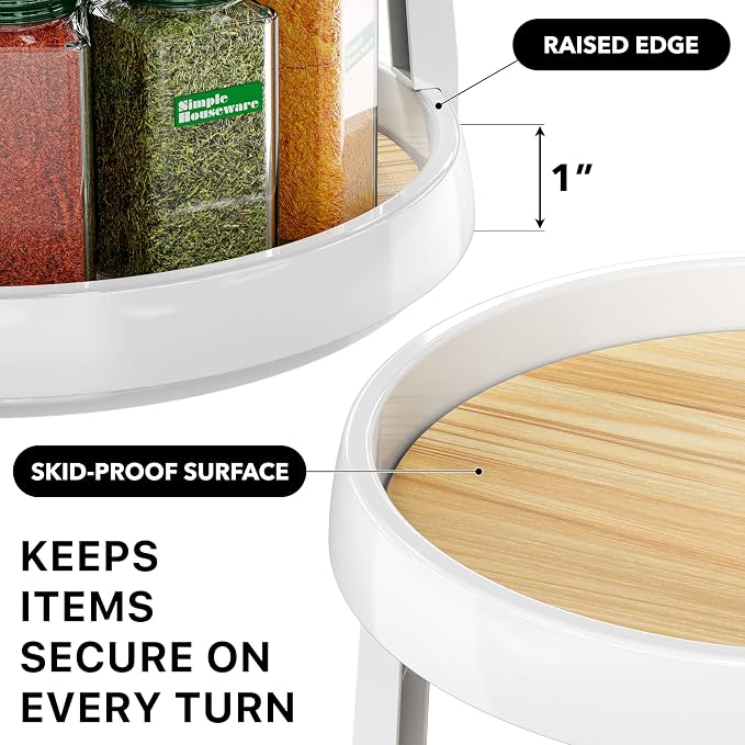 Simple Houseware 2-Tier Lazy Susan Spice Organizer, 10-Inch Diameter, Oak - Image 4