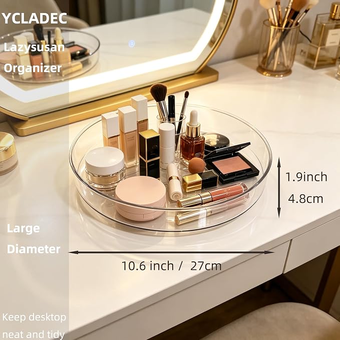 6 Pack Lazy Susan 10.6" Turntable Organizer Pantry Cabinet | Pantry Organization and Storage Spice Rack Fridge Rotating Condiment Tray Spinner for Kitchen Bathroom Makeup Cosmetic Clear - Image 3