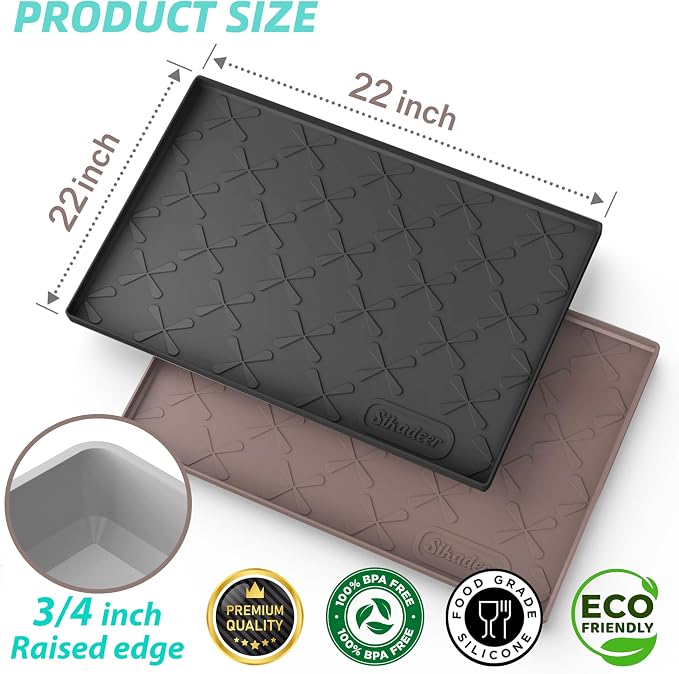 Waterproof Under Sink Mat 22" x 22" Silicone Mat Cabinet Protector | Heavy Duty Kitchen Cabinet Liner, Easy Press Drain, Home Essentials for Pet Feeding, Boots, Bathroom, Organizers & Storage - Image 3