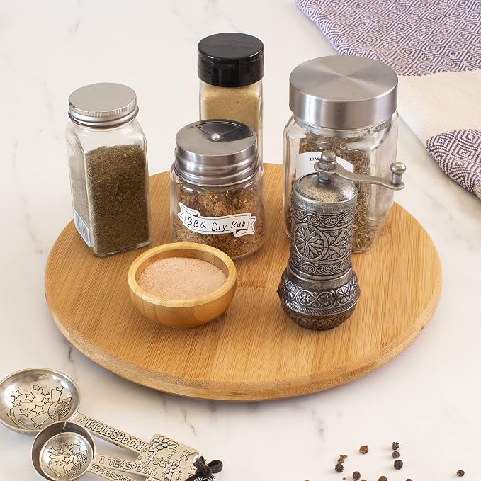TB Home 10 Inch Bamboo Lazy Susan Turntable for Kitchen, Cabinet or Pantry | Keep spices, sauces, condiments, and seasonings within reach. Sized for kitchen cabinets, pantries, and countertops. - Image 2