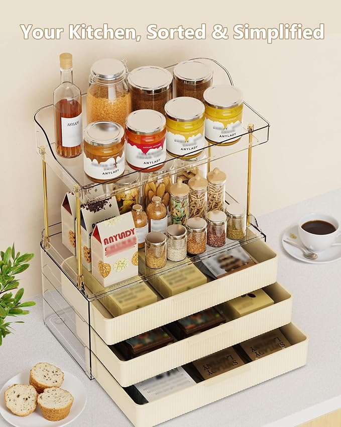 Anylady Bathroom Organizers and Storage, Makeup Organizer (Sturdy Durable Attractive), Ideal for Vanity, Countertop, Counter, Perfume, Skincare, Cabinet, Cosmetic, Dresser Organizer (Cream) - Image 5