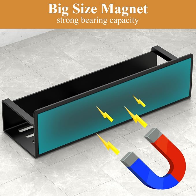 6 Pack Magnetic Spice Rack Organizer for Refrigerator and Oven, Matt Black Fridge Organizers and Storage for Kitchen - Image 3