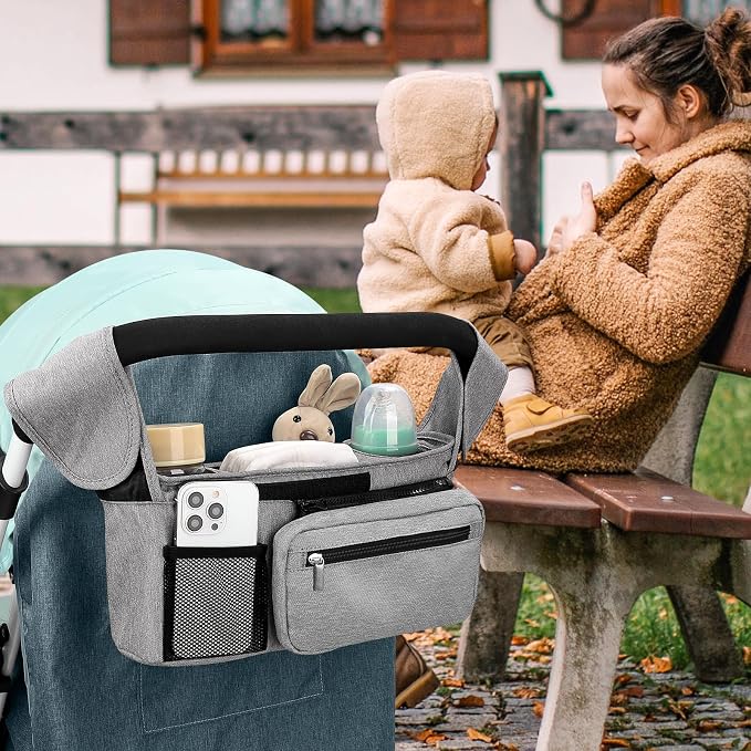 Accmor Universal Stroller Organizer with Insulated Cup Holder Detachable Phone Bag and Shoulder Strap,Stroller Bag Caddy Organizer for Uppababy, Baby Jogger, Britax Strollers - Image 6