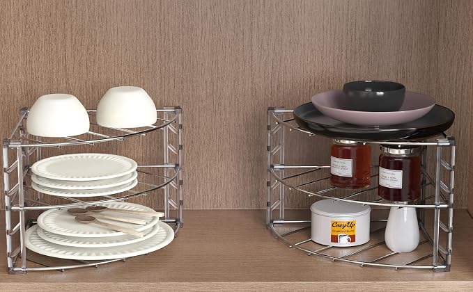 Deco Brothers 3-Tier Counter & Cabinet Corner Shelf Organizer 2 Pack Chrome - Image 5