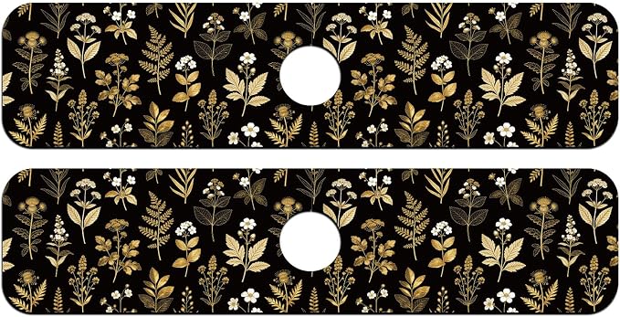 2 Pcs Kitchen Sink Splash Guard Faucet Mat Vintage Gold Leaves Faucet Mat for Sinks Flowers Pattern Absorbing Drying Mats for Kitchen Bathroom, 23.6x5.5inch - Image 8