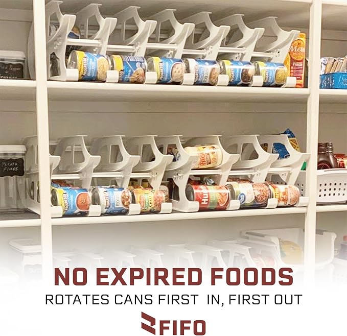 FIFO Can Tracker 2-Pack - 2-Tier Rotating Food Can Organizer for Pantry, Expandable Soda Can Storage for Kitchen, Holds 30 Cans of Food or Soda - Image 4