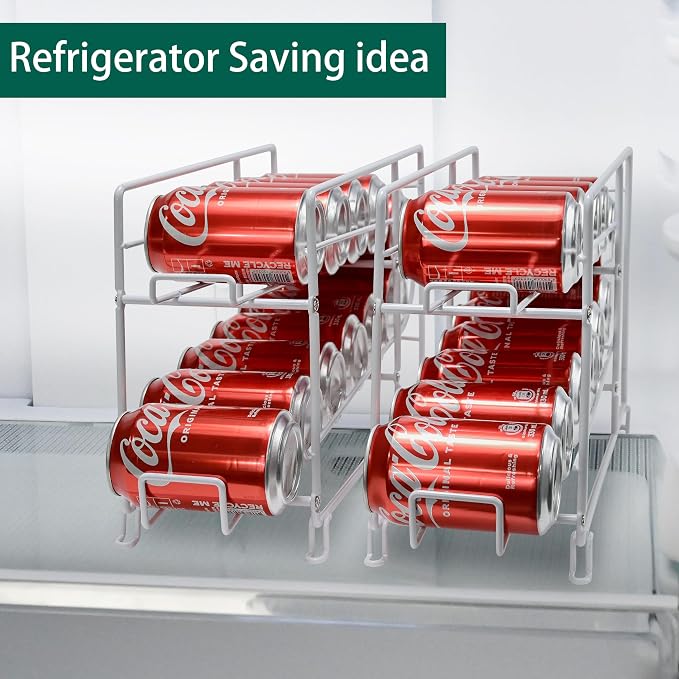SUFAUY Beverage Can Dispneser Organizer, Stackable Shelves for Storage for Pantry, White - 2 Pack - Image 2