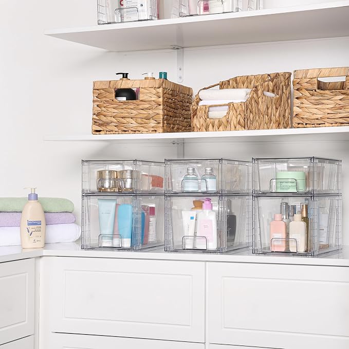 Vtopmart Clear Stackable Storage Drawers, 8 Pack Mixed Organizer Set | Medium and Small Pull-Out PET Drawers with Stackable Design for Flexible Organization, Cabinets, Closets, Pantry - Image 7