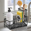 Sinnsally Kitchen Sponge Holder,Sink Caddy Organizer with Brush Holder,Stainless Steel Sink Box Dish Scrubber Holder with Self Drain Tray,Soap Dispenser Kitchen Storage Accessories(1 Tier-Black) by UsefulKitchenTools