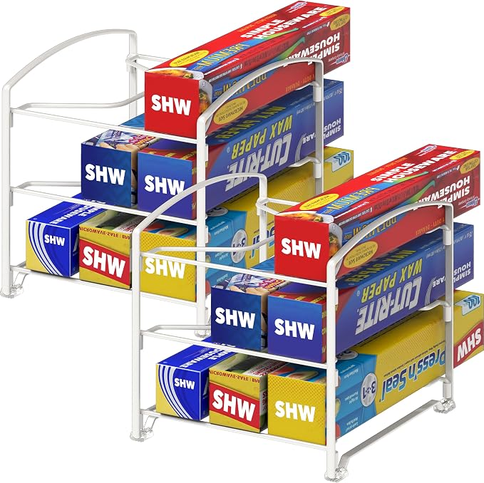Simple Houseware Kitchen Box Organizer Wrap Rack Foil Holder, 2 Pack, White by SimpleHouseware