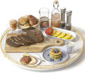 Oroyutor 16-Inch Oak Lazy Susan with Gold Rail and White Finish | Oak wood base, gold metal rail and smooth 360-degree rotation for dining tables, kitchen counters and spice storage. by Oroyutor