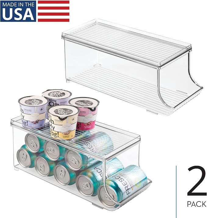 iDesign Soda Can Organizer with Lid, Set of 2, Clear | For Pantry or Refrigerator, Made in USA - Image 2