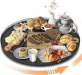 Oroyutor 21-Inch Extra Large Oak Lazy Susan with Black Metal Rail | Rotating oak tray organizes spices, toiletries and decor on kitchen counters, bathroom vanities, dining and coffee tables. by Oroyutor