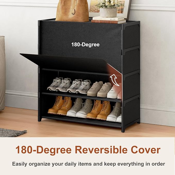 5 Tier Shoe Cabinet with Door, 20-Pair Storage, Black | Ideal for Daily Family Use, Door Keeps Shoes Dust-Free, Stops Pets from Chewing, Simple Tool-Free Install - Image 6