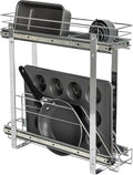 Household Essentials Glidez Multipurpose Chrome-Plated Steel Pull-Out/Slide-Out Storage Organizer for Cookware and Bakeware - 2-Tier Design - Fits Standard Size Cabinet or Shelf, Chrome by HouseholdEssentials