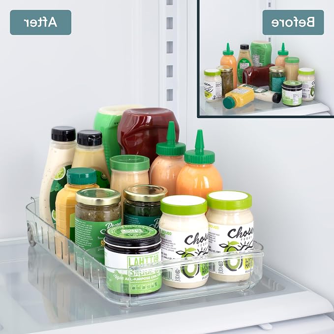 YouCopia RollOut Fridge Caddy BPA-Free Clear Rolling Refrigerator Organizer Bin with Adjustable Dividers and Handles, 9" Wide - Image 6