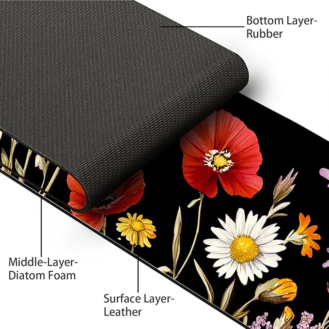 Bimkole 2 PCS Faucet Absorbent Mat, Kitchen Faucet Sink Splash Guard Wraparound Cloth Pads Drip Catcher for Sink Faucet for Kitchen Bathroom Faucet, Colorful Faucet Mat, 15 x 4 Inch Flower A1 - Image 3