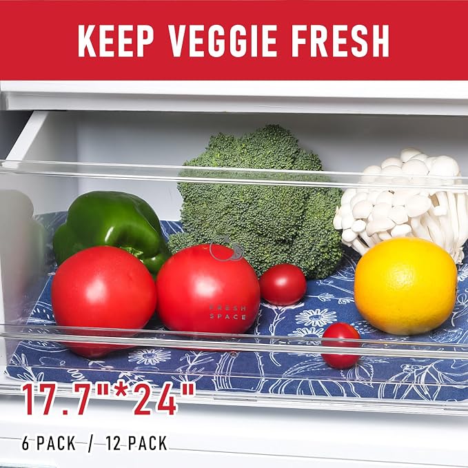 Cooyes Large Refrigerator Liners for Shelves, 12 Pack, 17.7" × 24", Fridge Drawer & Shelf Liners for Kitchen Cabinets Non-Adhesive, Breathable Cloth Material, Keep Produce Fresh Longer - Image 5