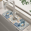 Oriental Blue Turkish Carpet Pattern Sink Faucet Absorbing Mat Sink Splash Guard Faucet Mat Draining Mat Fast Drying Sink Protectors for Kitchen and Bathroom 5.5"×15" by Unknown