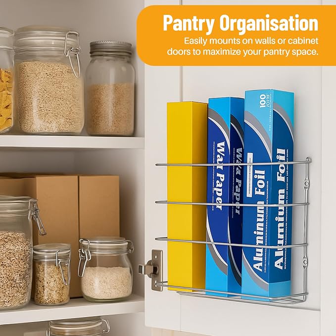 Evelots Kitchen Wrap & Food Bag Organizer Wall/Cabinet Mount, 2-Pack, White | Keep kitchen wraps and food bags organized with 2 baskets that mount on a wall or cabinet door to save valuable counter space - Image 8