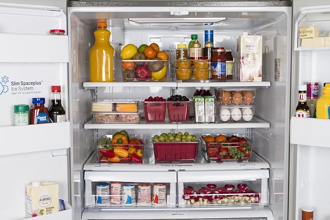 Kitchen Spaces KSEG12-AMZ Egg Tray 14pc Stackable Food Storage Organizer for Refrigerator, 14.5" x 3" x 4.5", Clear - Image 4