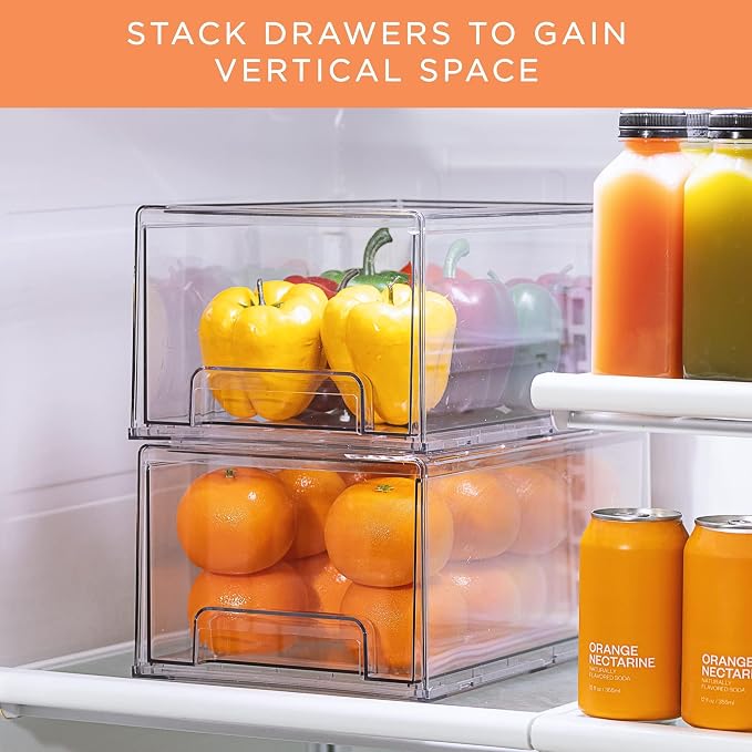 Sorbus Plastic Storage Bins Stackable Clear Pantry Organizer Box Bin for Organizing Kitchen Fridge, Food, Snack Pantry, Fruit, Vegetables, Bathroom, Wide & Narrow Deep (6 Pack) - Image 7