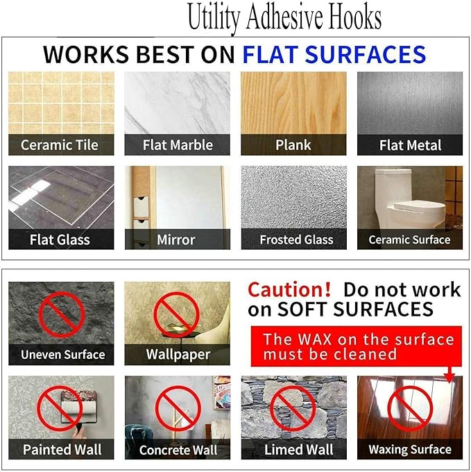 12 Pack Adhesive Wall Hooks Heavy Duty No Drill Clear Sticky Hooks, 33LB | Waterproof Transparent Sticky Hooks for Hanging, 33lbs Max Load No Damage,Ideal for Towel,Coat,Bathroom,Kitchen,Home - Image 5