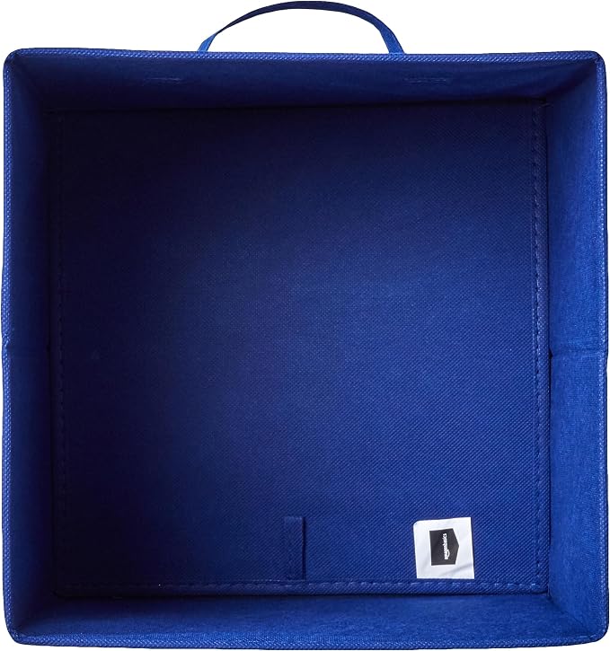 Amazon Basics Collapsible Fabric Storage Bins with Handles, Cube Organizer for Home Organization, 10.5"x10.5"x11", Navy, 6 Count (Pack of 5) - Image 3
