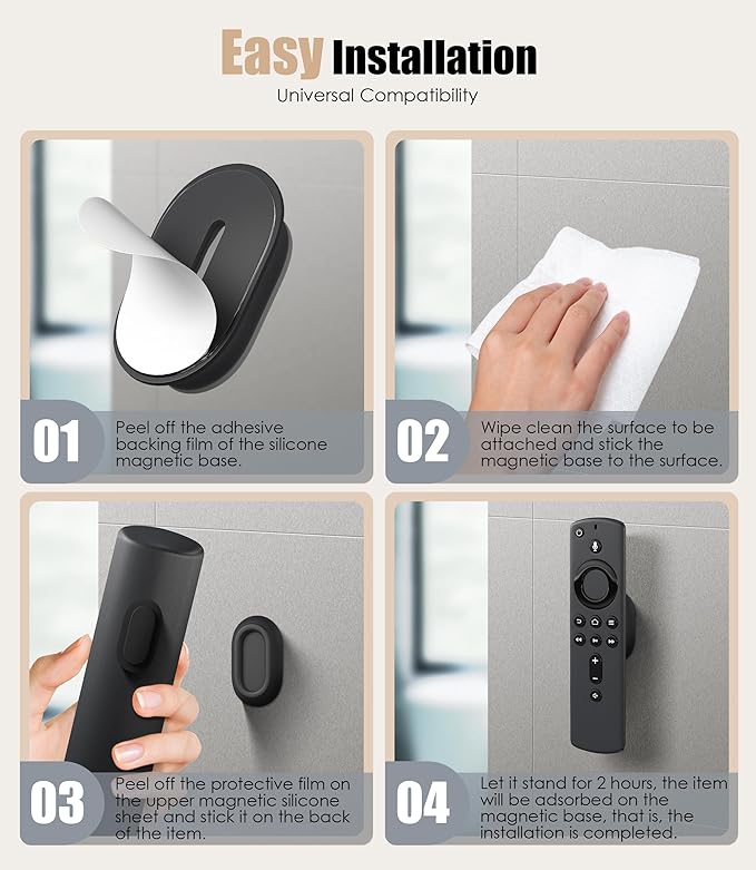 8 Pack Magnetic Remote Control Holder Wall Mount, Upgraded Silicone Remote Control Organizer Strong Adhesive TV Remote Charger Holder Caddy Back of TV (Black) - Image 5