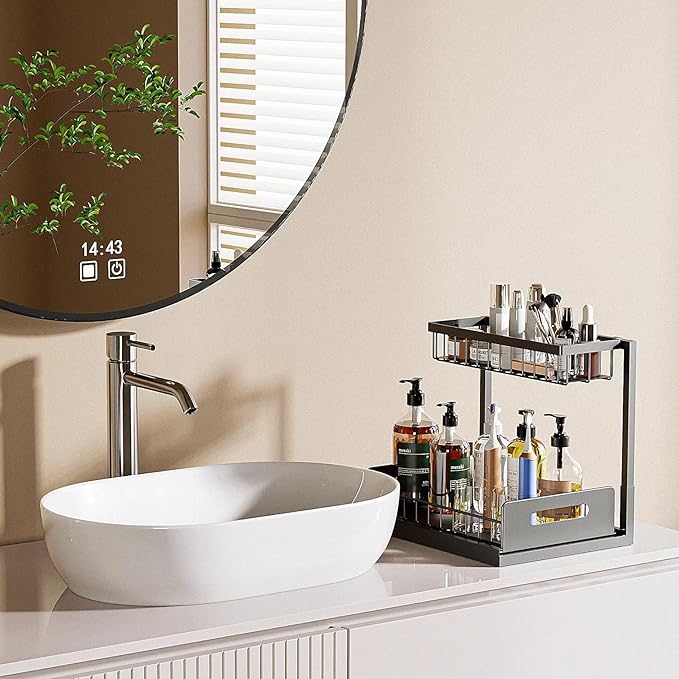 Under Sink Organizer and Storage, Slide Out Cabinet Organizer, Pull Out Sink Shelf for Kitchen Bathroom Laundry, Black, 1 Pack - Image 4