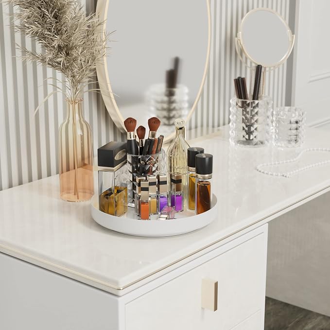 Ovicar Lazy Susan Cabinet Organizer - 11 inch Metal Turntable Lazy Susan for Kitchen Spice Rack Pantry Cupboard Bathroom Countertop Refrigerator Table Storage, White - Image 6