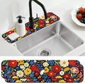 2 Pcs Kitchen Sink Splash Guard Faucet Mat Vintage Colored Flowers Pattern Faucet Mat for Sinks Absorbing Drying Mat for Kitchen Bathroom, 23.6x5.5inch by CONCHLERY%E6%97%97%E8%88%B0%E5%BA%97