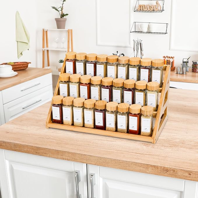 Spice Rack, Spice Organizer -3 Tier Bamboo Spice Racks, Solution for Spice Storage in Kitchens, Countertops，Storage Rooms and Other Places - Image 8