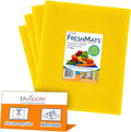 Bluapple FreshMats, Refrigerator Bin Liner, Fridge Drawer Mats, Crisper Life Extender Liner Keeps Produce Fresh Longer, Anti-Bruising, for Air Circulation, Washable & Reusable (4-Mats, 12x15, Yellow) by TheBluappleCompany