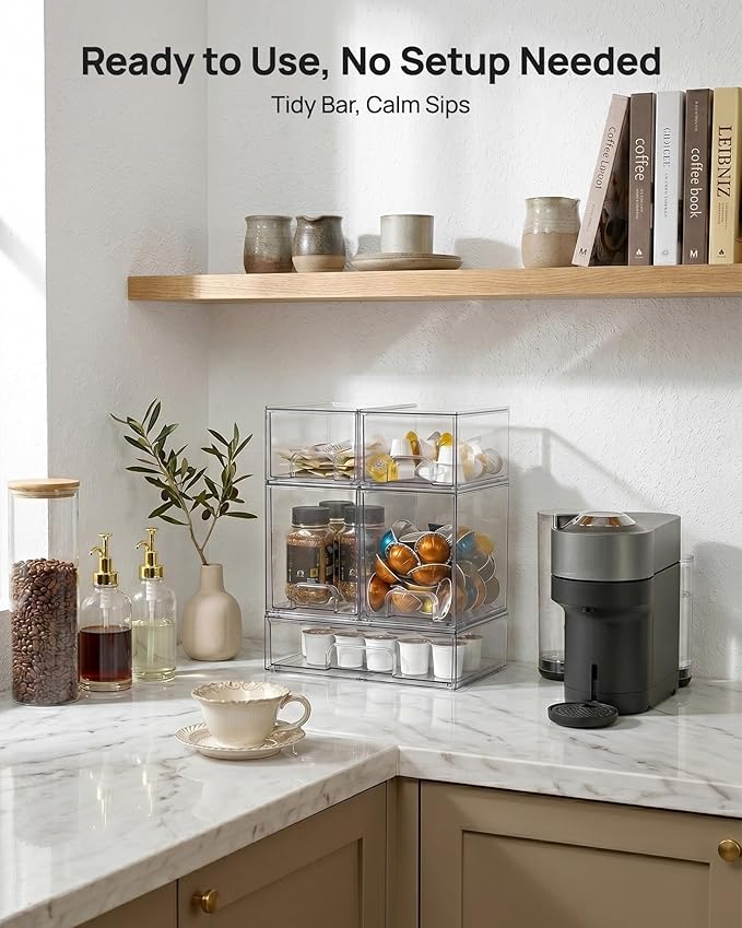 Vtopmart Clear Stackable Storage Drawers Set of 5, Plastic Organizer Bins | Multi-purpose Boxes for Baby Bottle Storage, Ideal for Kichen, Vanity, Bathroom, Undersink, Cabinet, Pantry Organization - Image 2