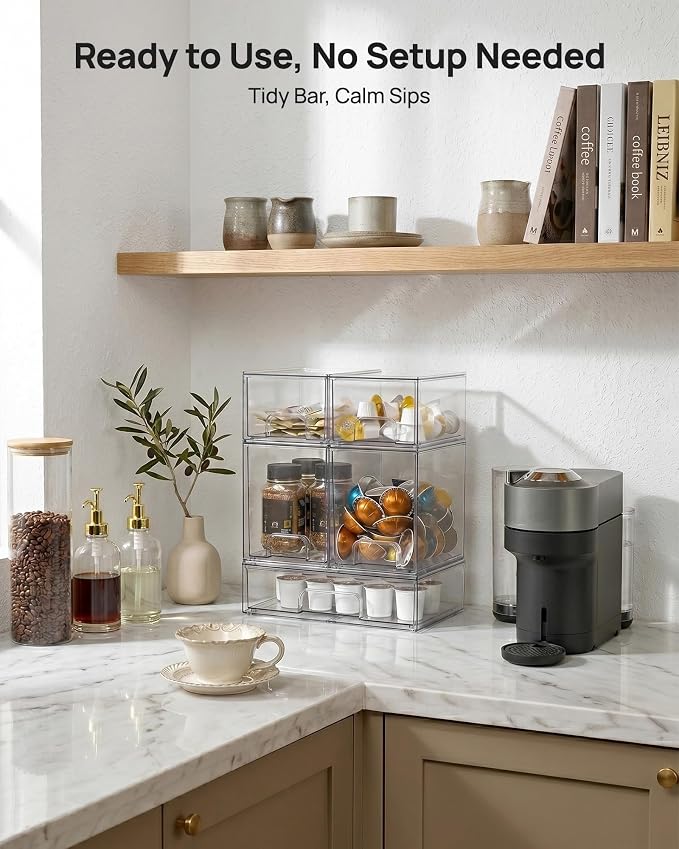 Vtopmart Clear Stackable Storage Drawers Set of 9, Plastic Organizer Bins | Multi-purpose Boxes for Baby Bottle Storage, Ideal for Kichen, Vanity, Bathroom, Undersink, Cabinet, Pantry Organization - Image 2