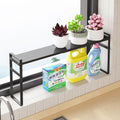 Expandable Narrow Shelf Organizer with 2-Level Adjustable Height | Black, Tall Countertop Organizer for Tight Spaces, Windowsill Plant Stand, Over-Sink/Faucet Shelf, Kitchen Counter Storage by Unknown