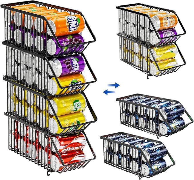 Soda Can Organizer of 4 Pack,Stackable Can Organizer For Pantry, Soda Storage, Soup Soda Can Dispenser, Can Storage Rack for Pet Food Cans - Image 3