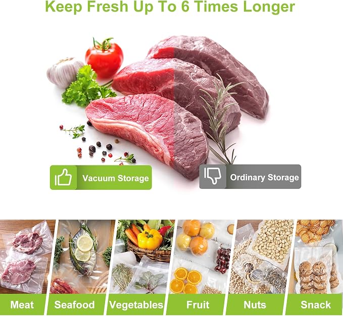 Bonsenkitchen Vacuum Sealer Bags, 11" x 20' Rolls 2 Pack for Food Storage | Commercial Grade Textured Food Roll, Bpa Free, Heavy Duty, Customized Size Bag for Sous Vide Cooking, VB3207 - Image 5
